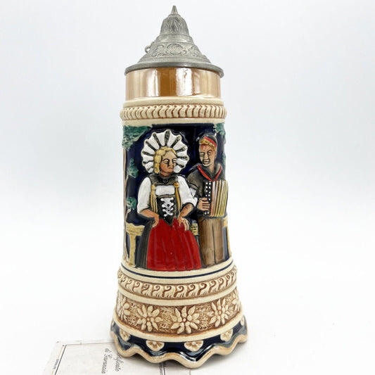 Boccale da birra in ceramica tedesco vintage carillon con coperchio Portapenne Categoria  Boccali