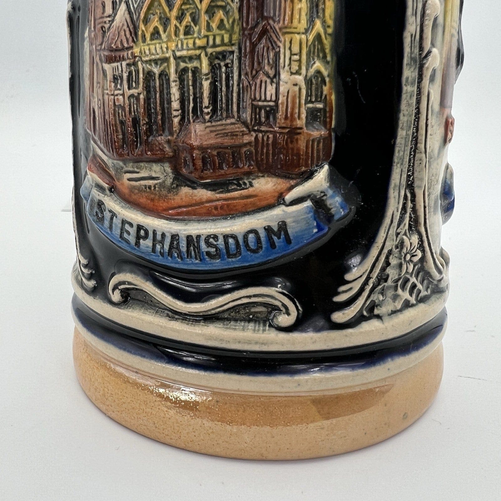 Boccale da birra in ceramica Vienna vintage con coperchio in peltro bicchiere X Categoria  Boccali