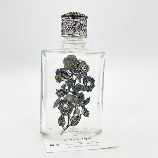 Boccetta porta profumo vintage in vetro verde per signora da borsetta collezione Categoria  Sheffield & Argento