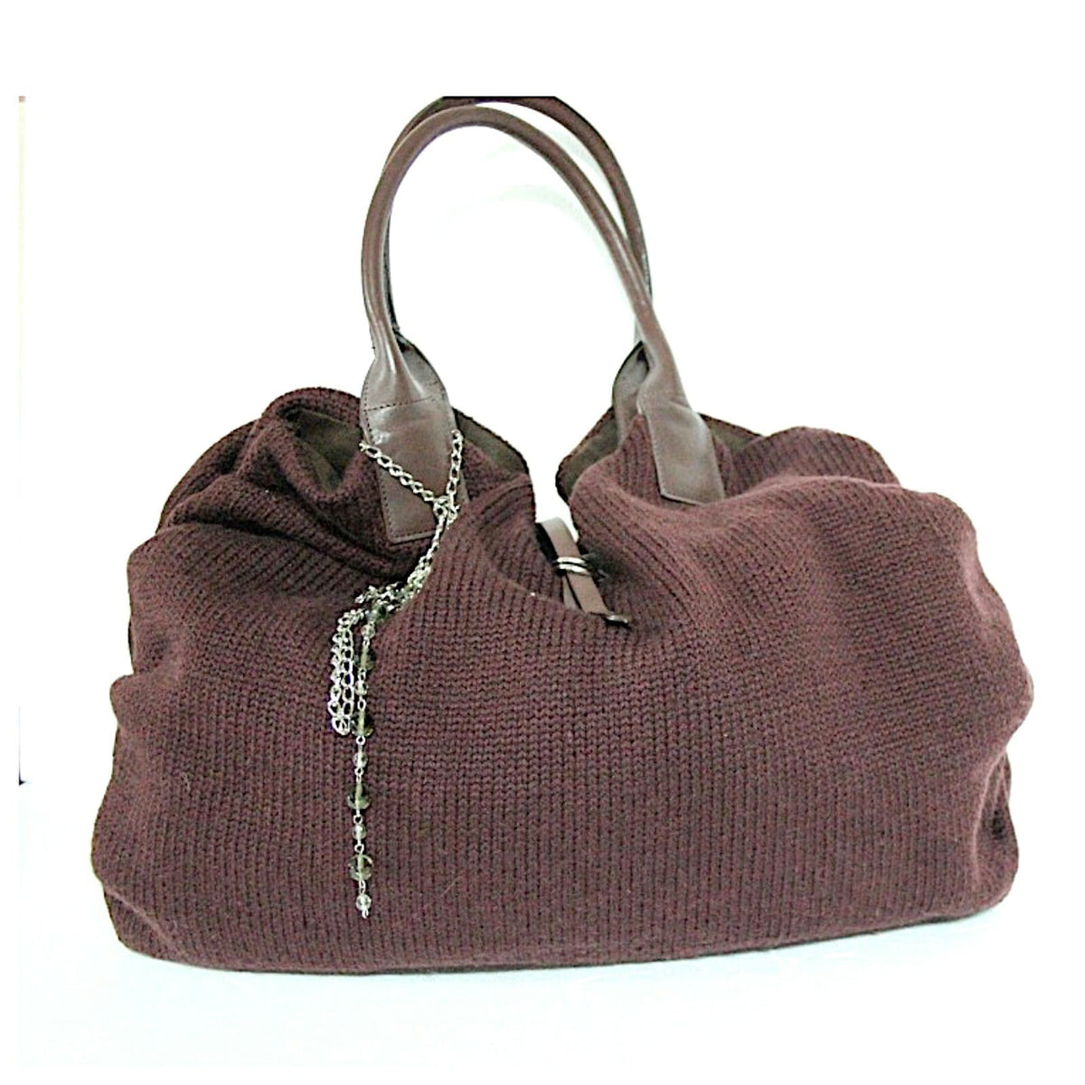 BORSA DAVID & SCOTTI IN LANA E PELLE  VINTAGE  MARRONE ITALIAN HAND BAG Categoria  Borse Scialli & Foulard