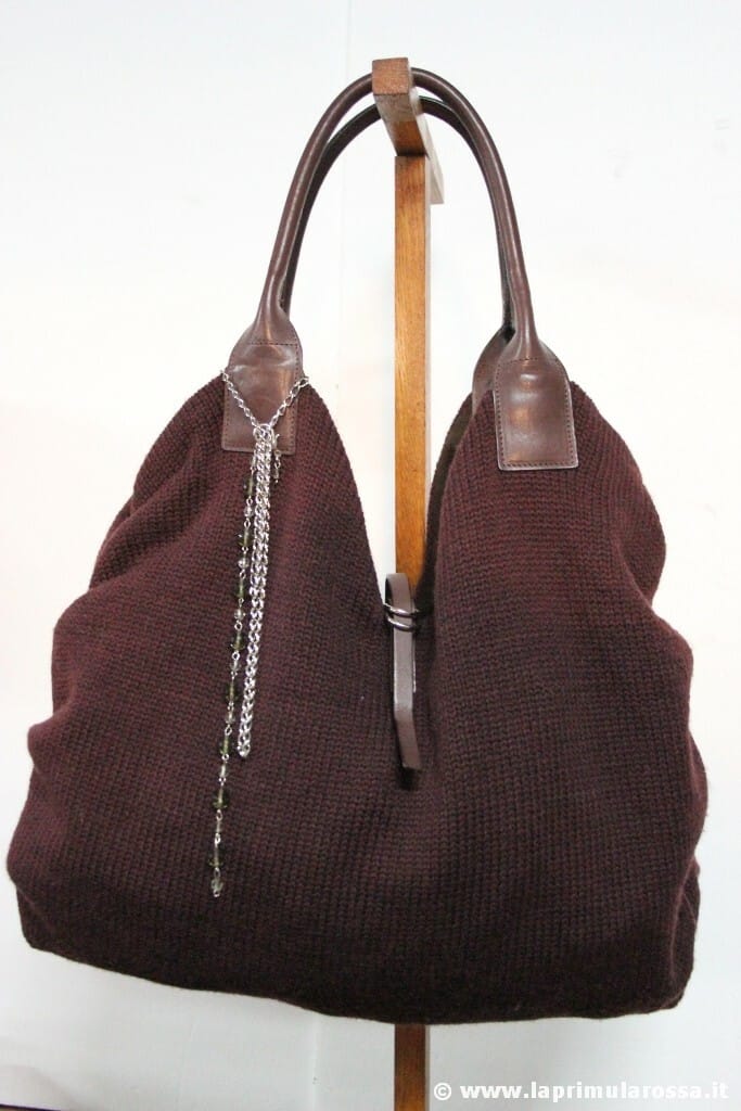 BORSA DAVID & SCOTTI IN LANA E PELLE  VINTAGE  MARRONE ITALIAN HAND BAG Categoria  Borse Scialli & Foulard