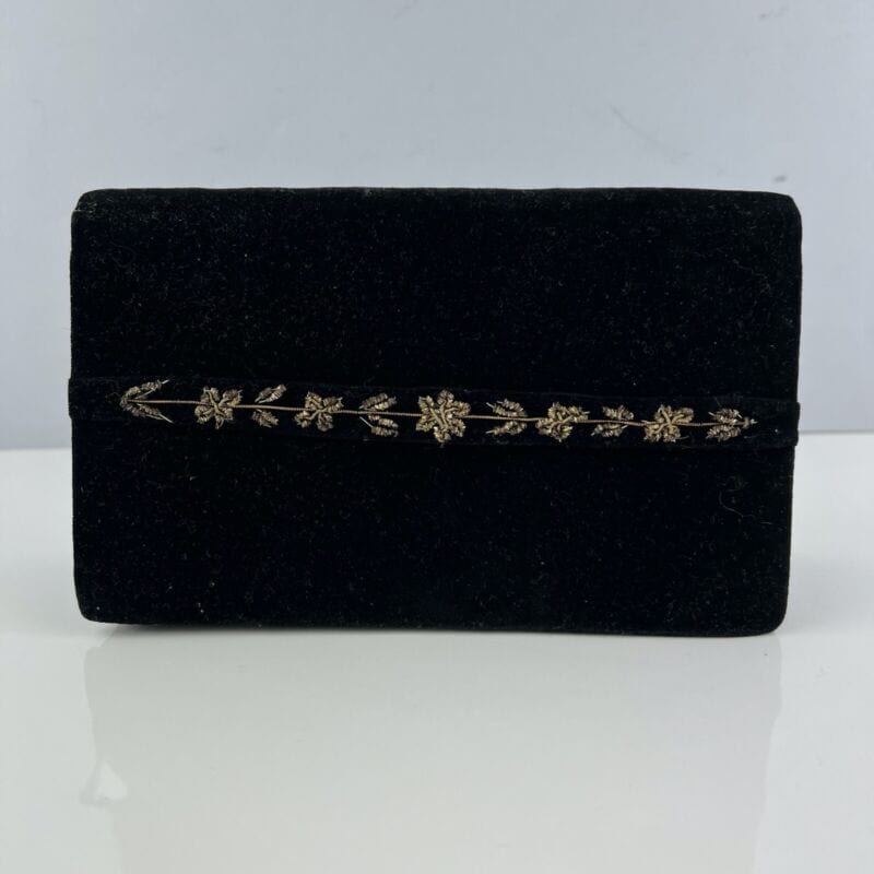 Borsetta pochette Clutch Antica Vintage in velluto Nero e Oro anni 40 da sera Categoria  Borse Scialli & Foulard