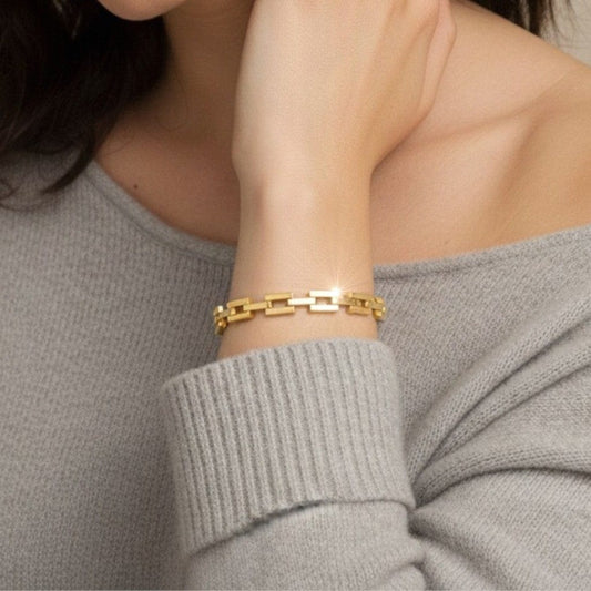 Bracciale da donna in Oro Placcato 18 KT braccialetto maglie quadrate Vintage Categoria  Bigiotteria & Accessori