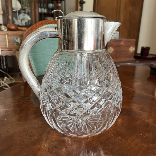 Brocca caraffa antica in cristallo argento silver plated decanter porta ghiaccio Categoria  Brocche