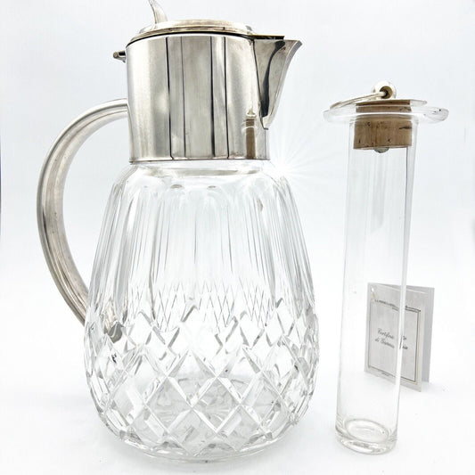 Brocca caraffa antica in cristallo argento silver plated decanter porta ghiaccio Categoria  Brocche