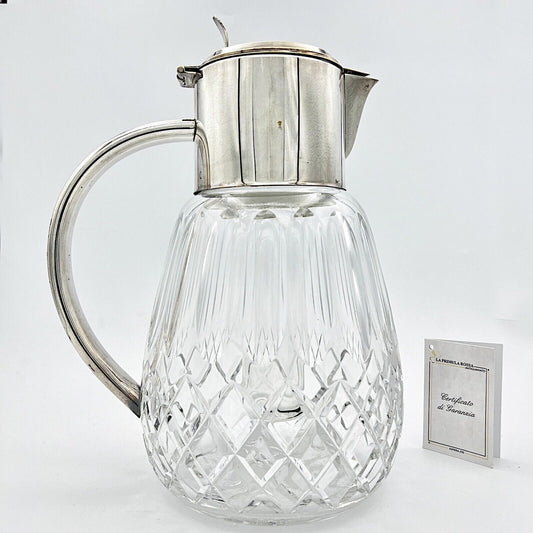 Brocca caraffa antica in cristallo argento silver plated decanter porta ghiaccio Categoria  Brocche