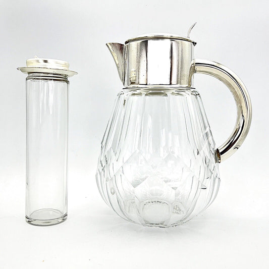 Brocca caraffa antica in cristallo argento silver plated decanter porta ghiaccio Categoria  Brocche