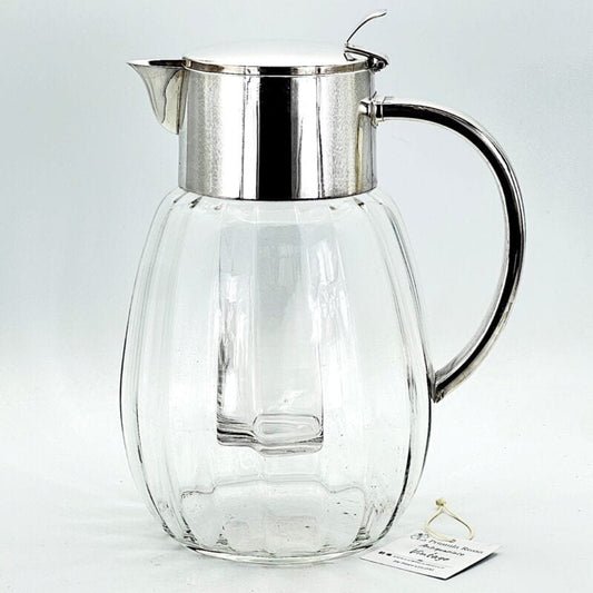 Brocca caraffa antica in cristallo e argento silver plated decanter per vino Categoria  Brocche