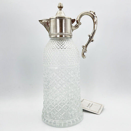 Brocca caraffa antica in vetro bugnato argento silver plated decanter anni '70 Categoria  Brocche
