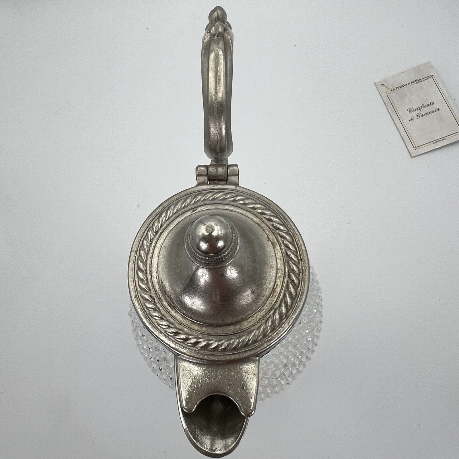 Brocca caraffa antica in vetro bugnato argento silver plated decanter anni '70 Categoria  Brocche