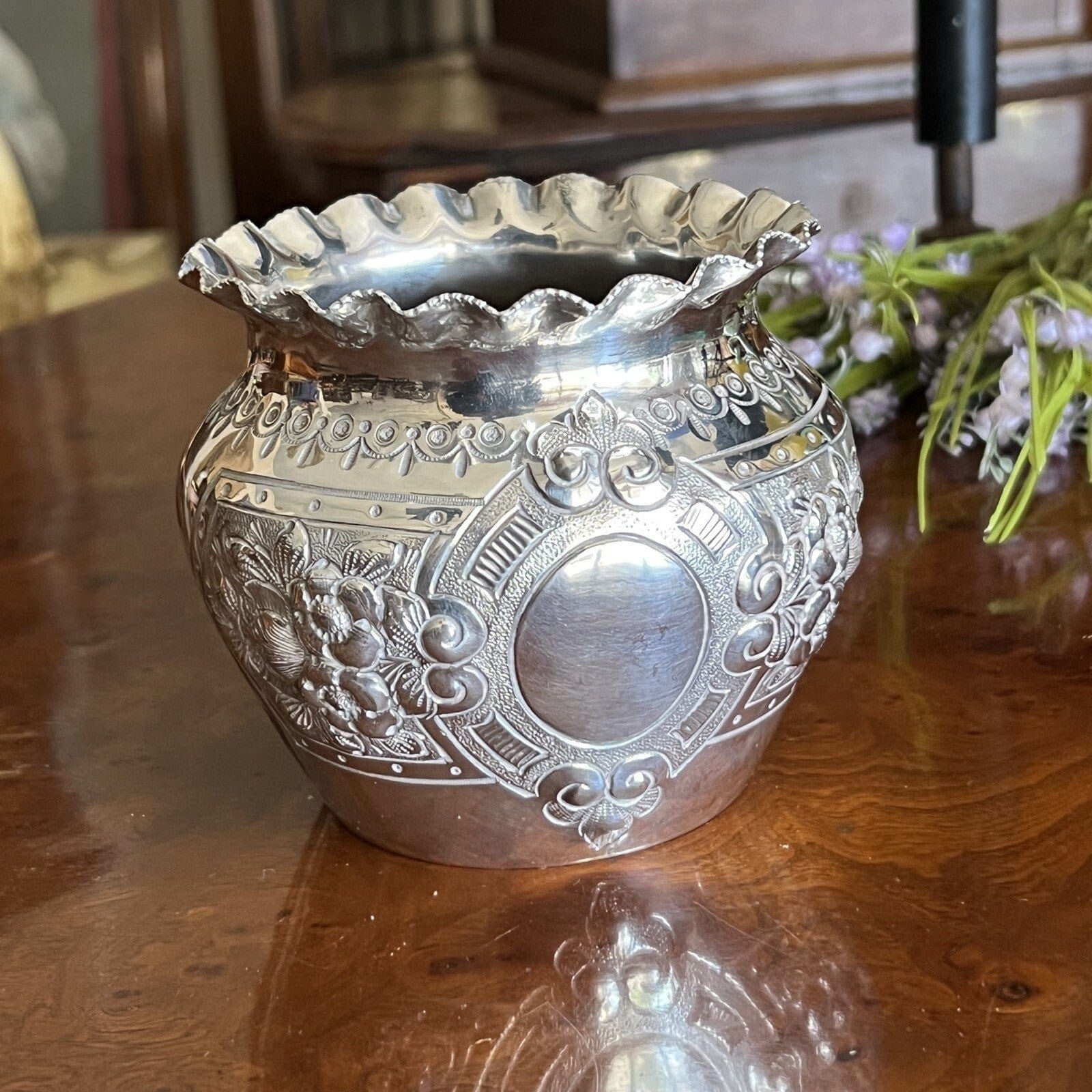Cache pot antico in argento sheffield silver plated vasetto portafiori vaso 800 Categoria  Sheffield & Argento