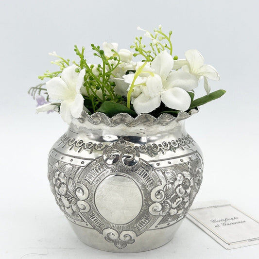 Cache pot antico in argento sheffield silver plated vasetto portafiori vaso 800 Categoria  Sheffield & Argento