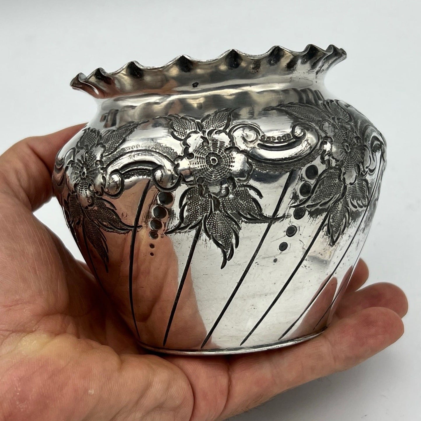 Cache pot antico in argento sheffield silver plated vasetto portafiori vaso 800 Categoria  Sheffield & Argento