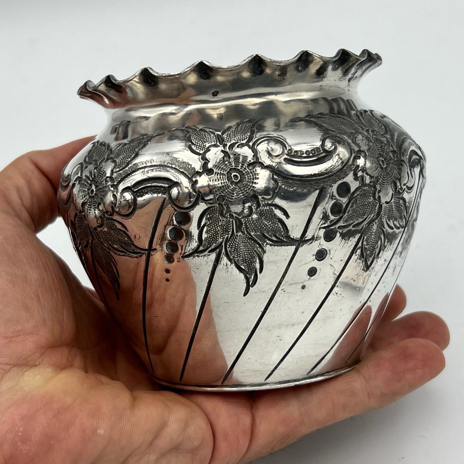 Cache pot antico in argento sheffield silver plated vasetto portafiori vaso 800 Categoria  Sheffield & Argento