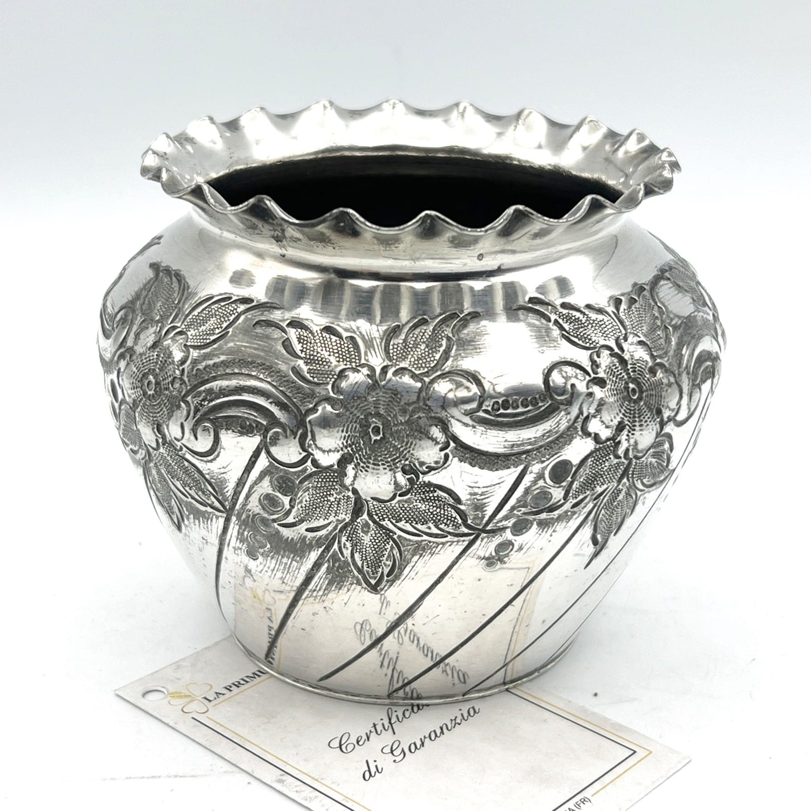 Cache pot antico in argento sheffield silver plated vasetto portafiori vaso 800 Categoria  Sheffield & Argento