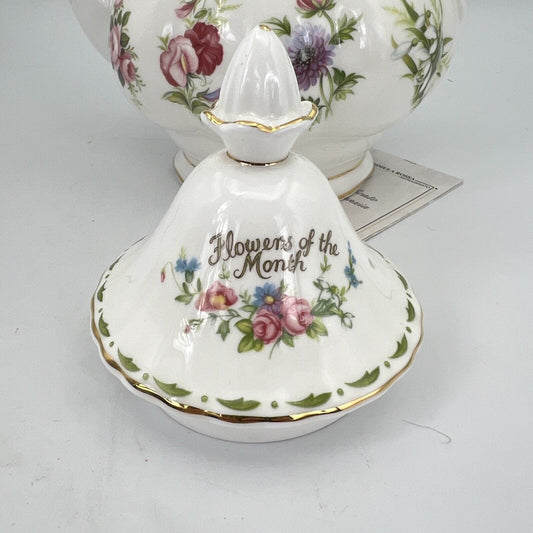 Caffettiera in porcellana Royal Albert con mesi Flower of the month teiera 1984 Categoria  Servizio tazze - Tazze