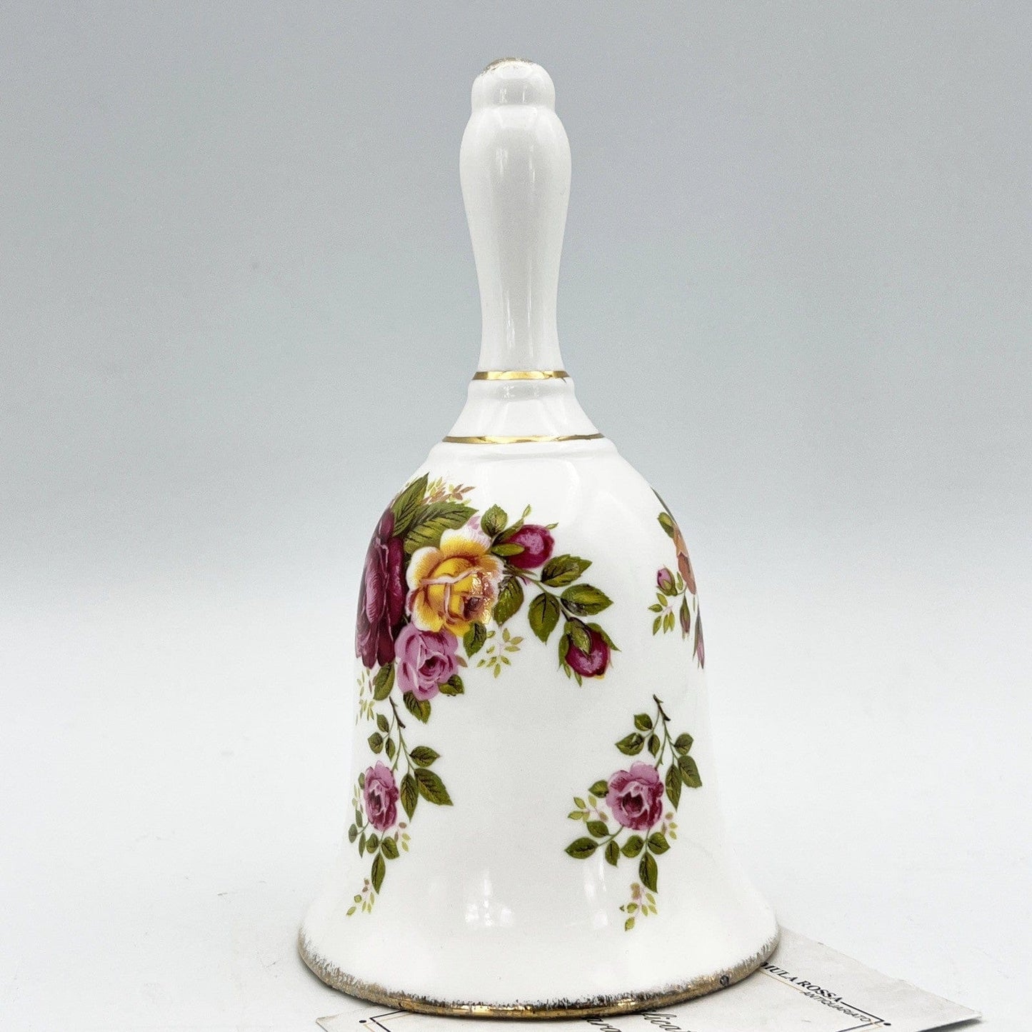 Campanella in porcellana bianca cermica campana vintage Inglese Cottage Rose Categoria  Campane - Campanelle