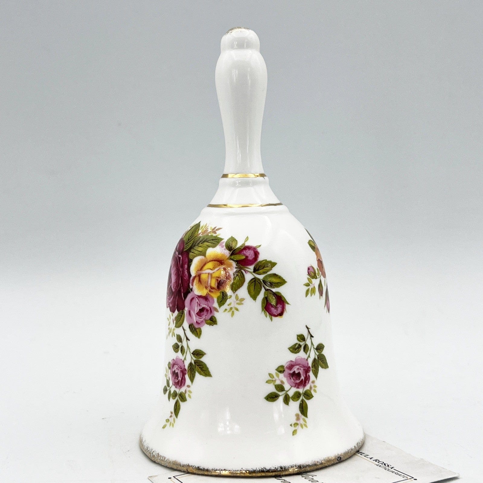 Campanella in porcellana bianca cermica campana vintage Inglese Cottage Rose Categoria  Campane - Campanelle
