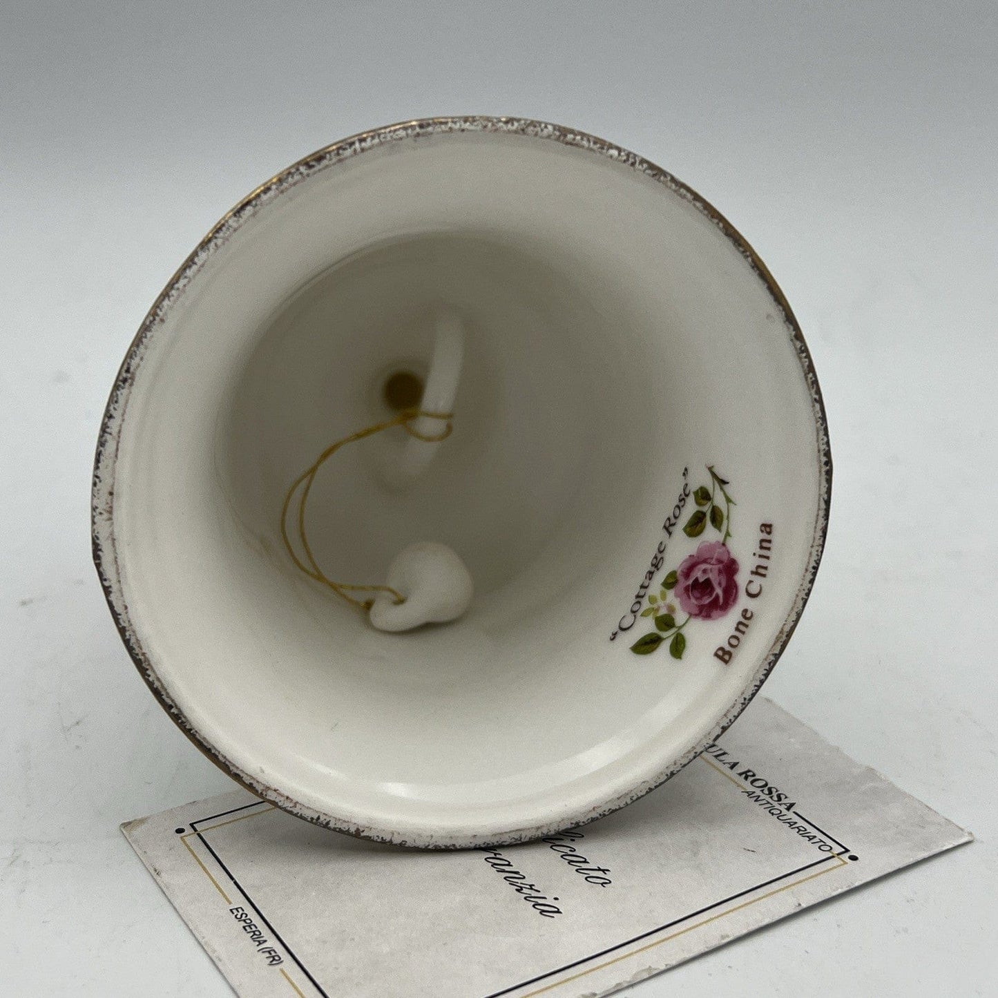 Campanella in porcellana bianca cermica campana vintage Inglese Cottage Rose Categoria  Campane - Campanelle