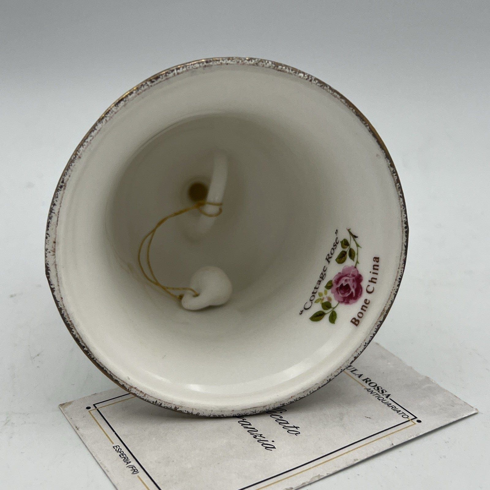 Campanella in porcellana bianca cermica campana vintage Inglese Cottage Rose Categoria  Campane - Campanelle