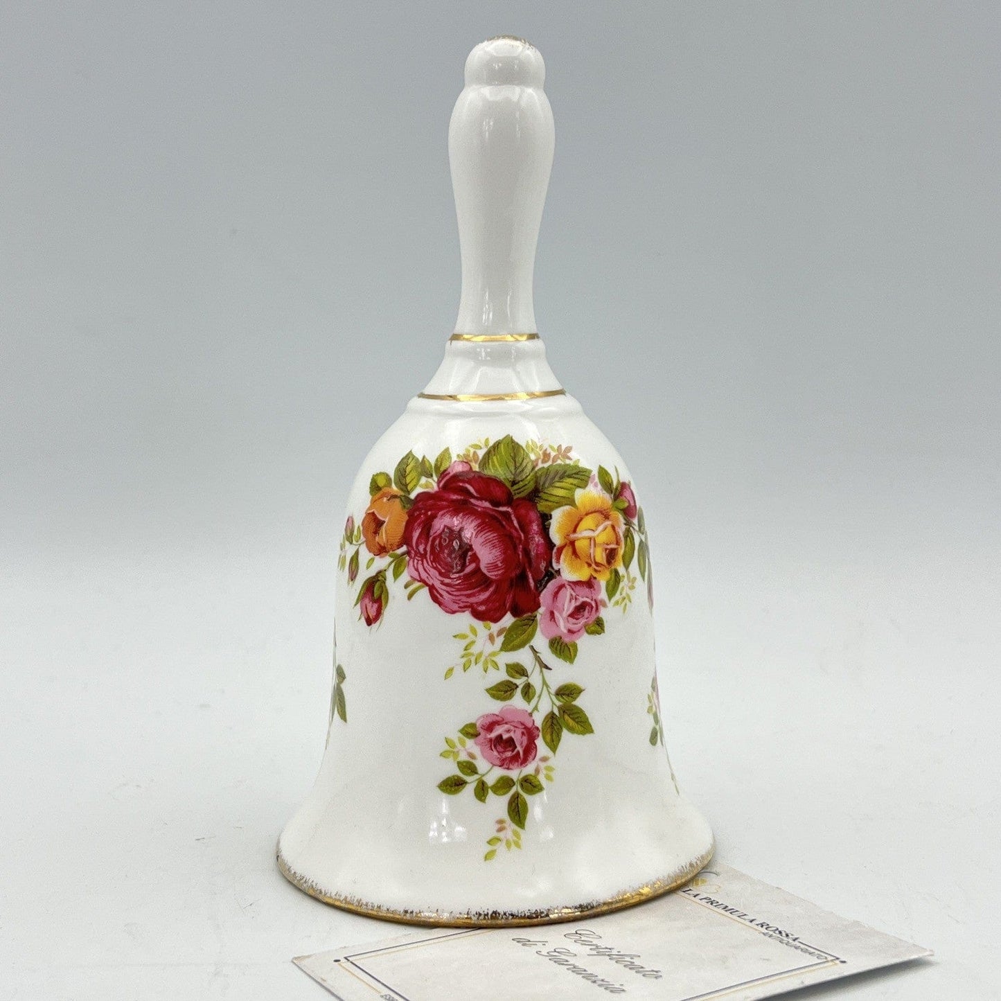 Campanella in porcellana bianca cermica campana vintage Inglese Cottage Rose Categoria  Campane - Campanelle