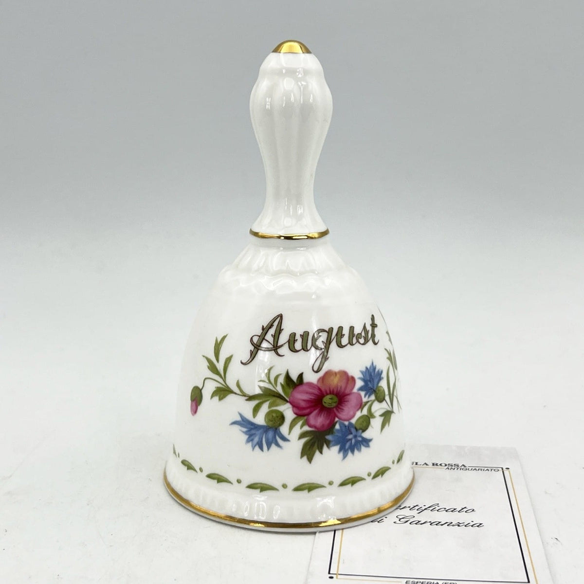 Campanella in porcellana Royal Albert Flower of the Month 1970 con mese Agosto Categoria  Campane - Campanelle