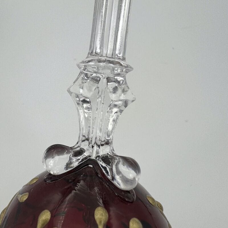 Campanella vintage in vetro campana decorativa da tavolo rossa e decoro oro Categoria  Campane - Campanelle