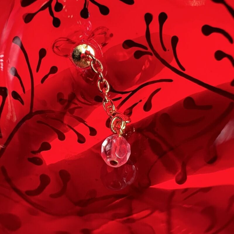 Campanella vintage in vetro campana decorativa da tavolo rossa e decoro oro Categoria  Campane - Campanelle