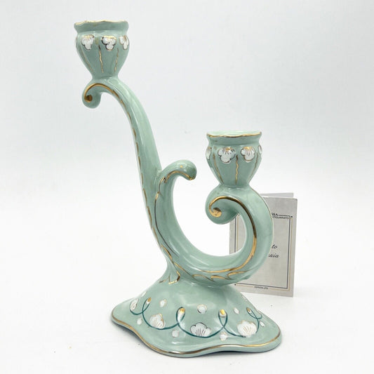 Candelabro antico ceramica Deruta candeliere porta candele verde salvia Categoria  Altro