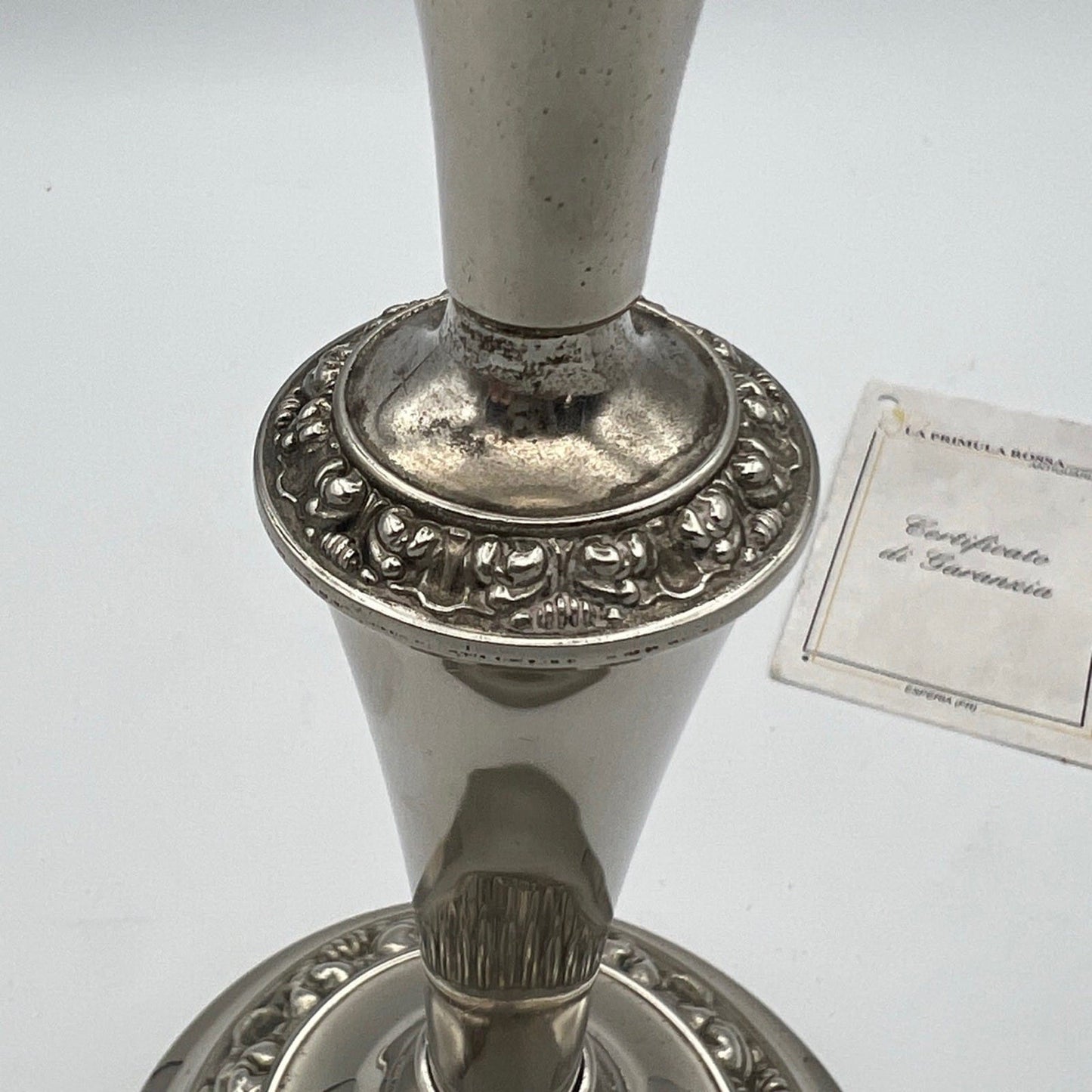 Candelabro antico in argento silver plated candeliere portacandela monofiamma Categoria  Sheffield & Argento