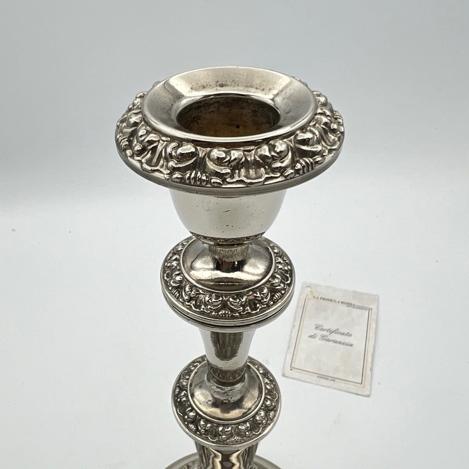 Candelabro antico in argento silver plated candeliere portacandela monofiamma Categoria  Sheffield & Argento