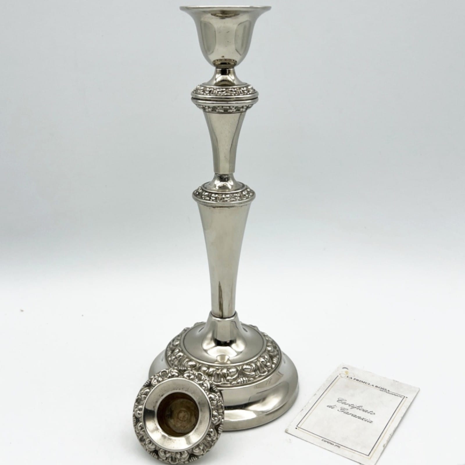 Candelabro antico in argento silver plated candeliere portacandela monofiamma Categoria  Sheffield & Argento