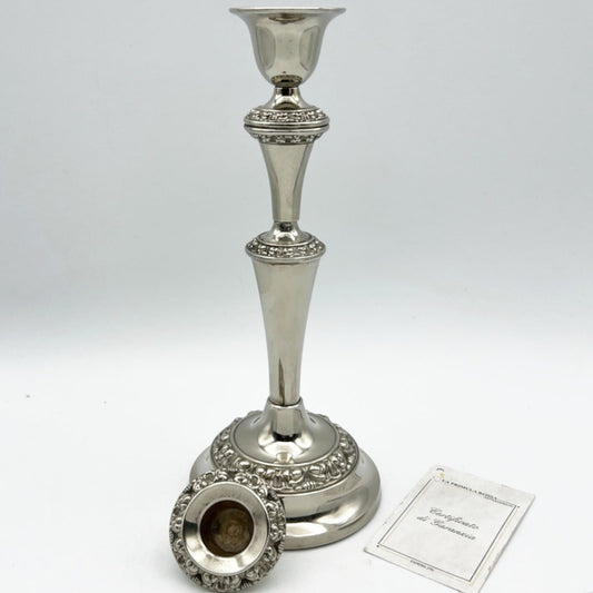 Candelabro antico in argento silver plated candeliere portacandela monofiamma Categoria  Sheffield & Argento