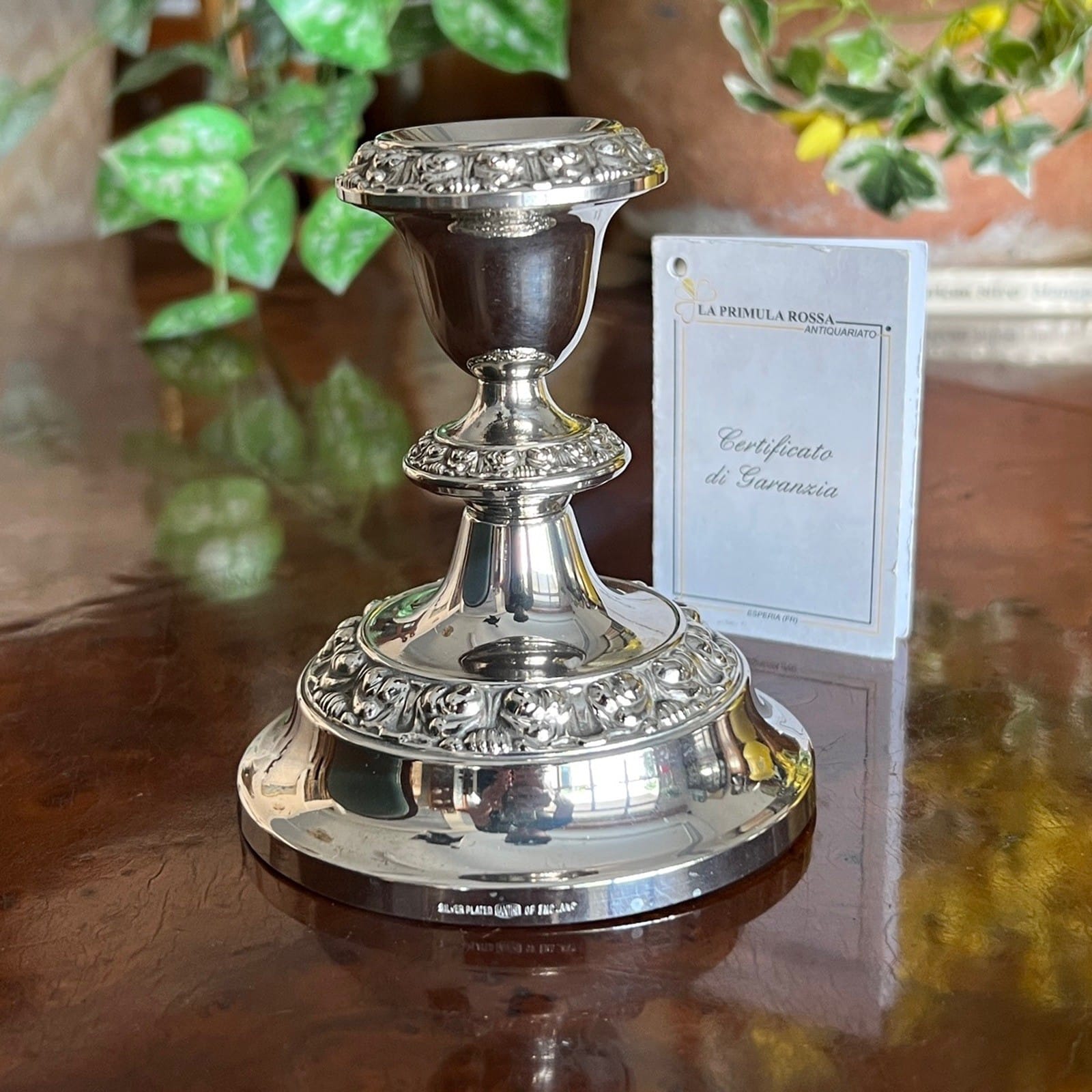 Candelabro antico in argento silver plated candeliere portacandela monofiamma X Categoria  Sheffield & Argento
