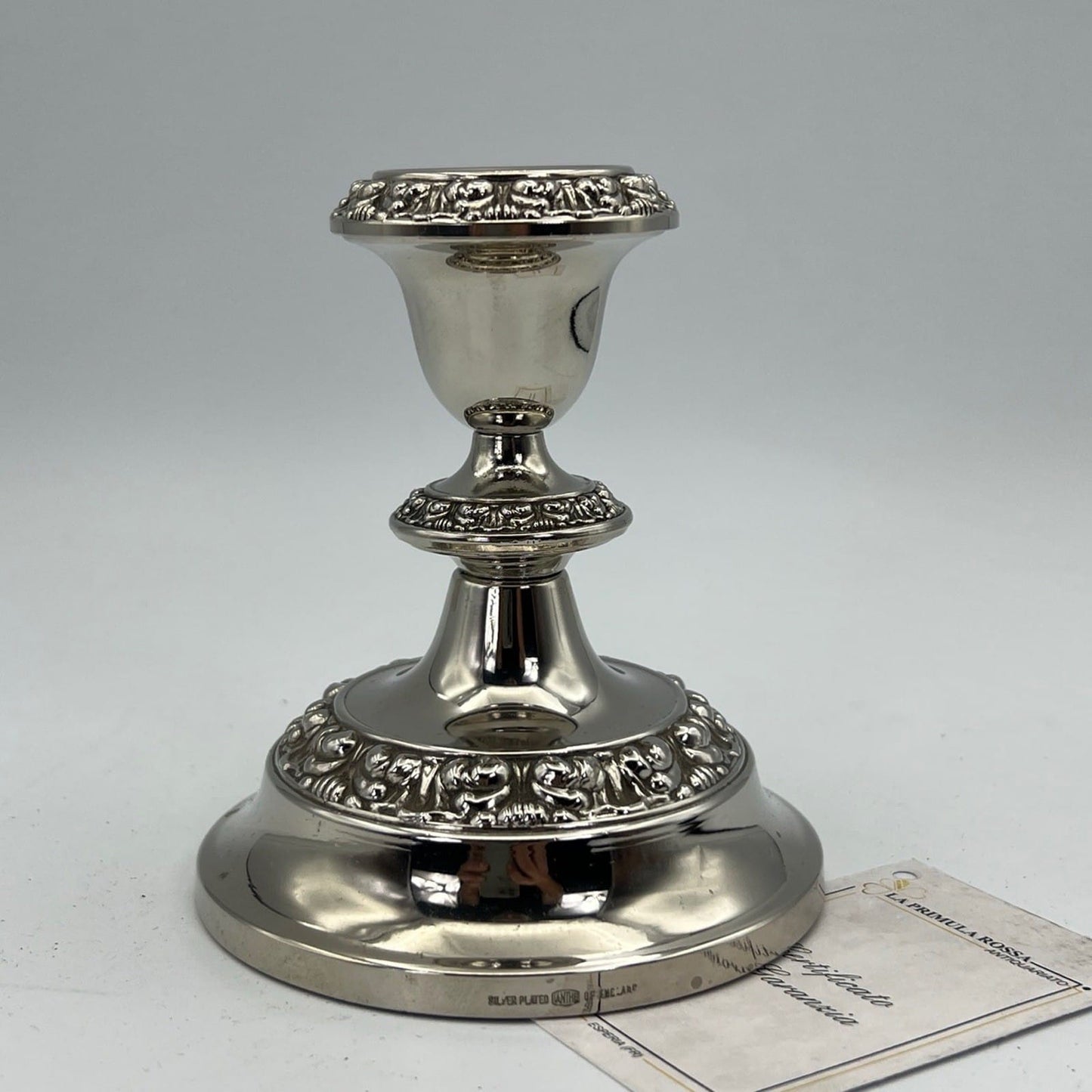 Candelabro antico in argento silver plated candeliere portacandela monofiamma X Categoria  Sheffield & Argento