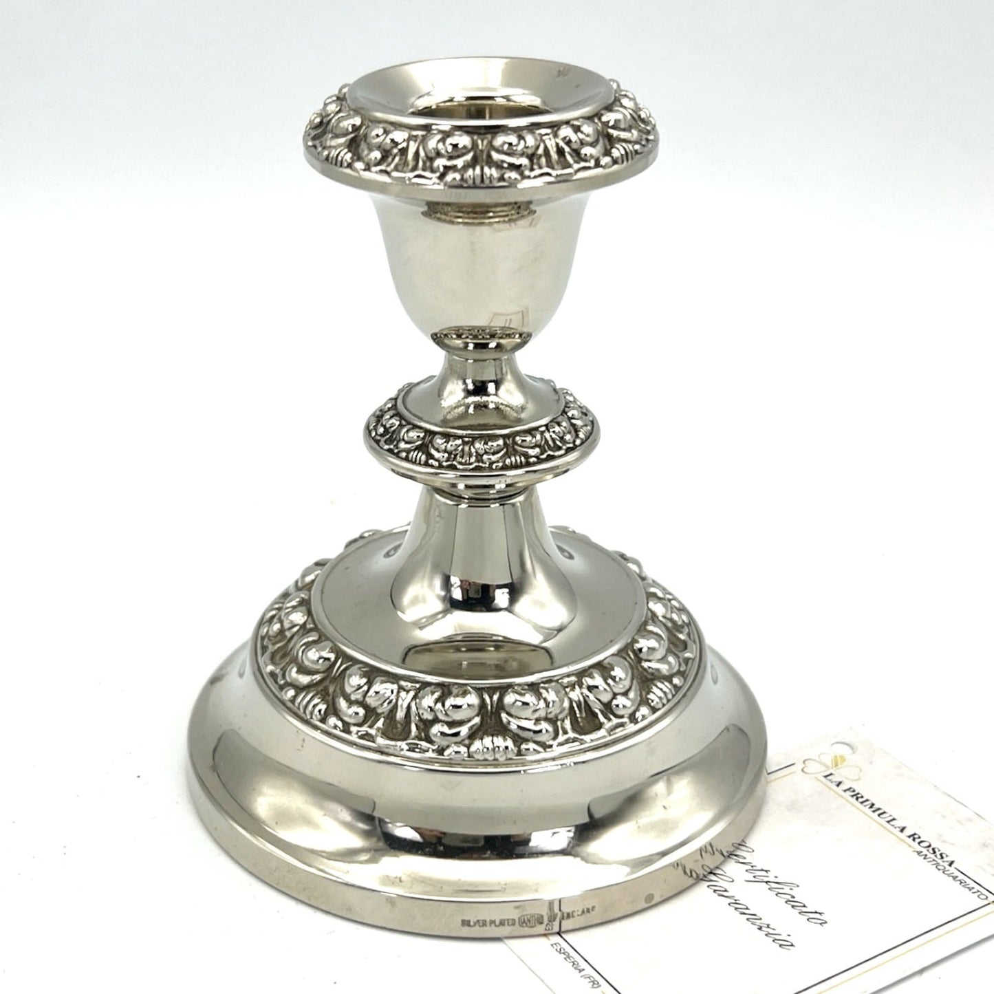 Candelabro antico in argento silver plated candeliere portacandela monofiamma X Categoria  Sheffield & Argento