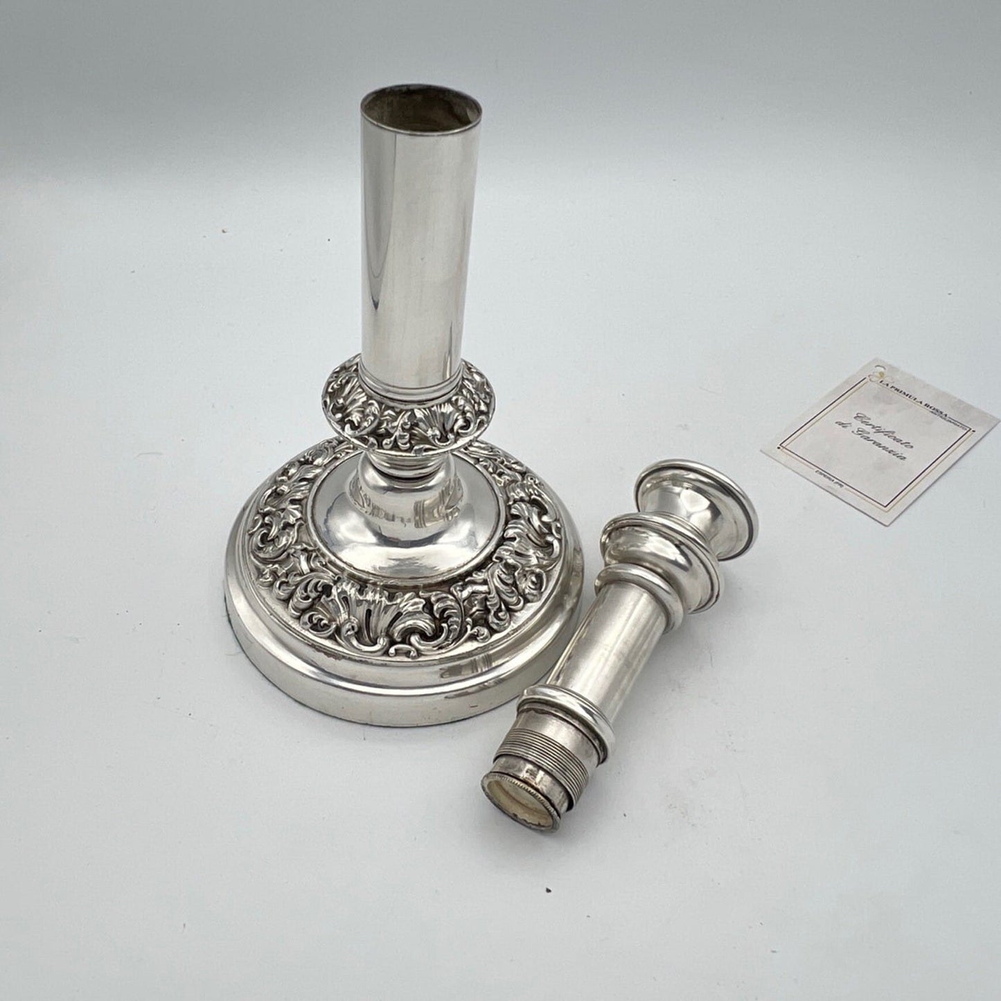 Candelabro antico in argento silver plated candeliere portacandela telescopico Categoria  Sheffield & Argento