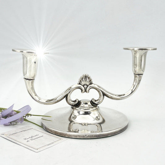 Candelabro antico in argento silver plated candeliere portacandele a 2 fiamme Categoria  Sheffield & Argento