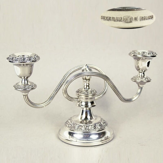 Candelabro antico in argento silver plated candeliere portacandele a 2 fiamme Categoria  Sheffield & Argento