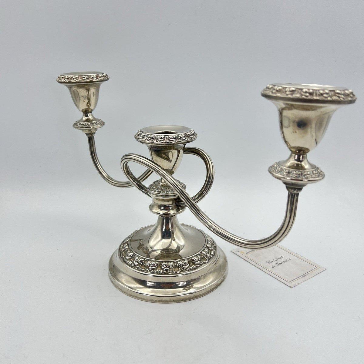 Candelabro antico in argento silver plated candeliere portacandele rocaille Categoria  Sheffield & Argento