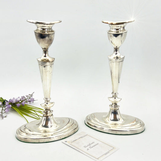 Candelabro antico in argento Silver Plated Coppia candelieri portacandela Categoria  Sheffield & Argento