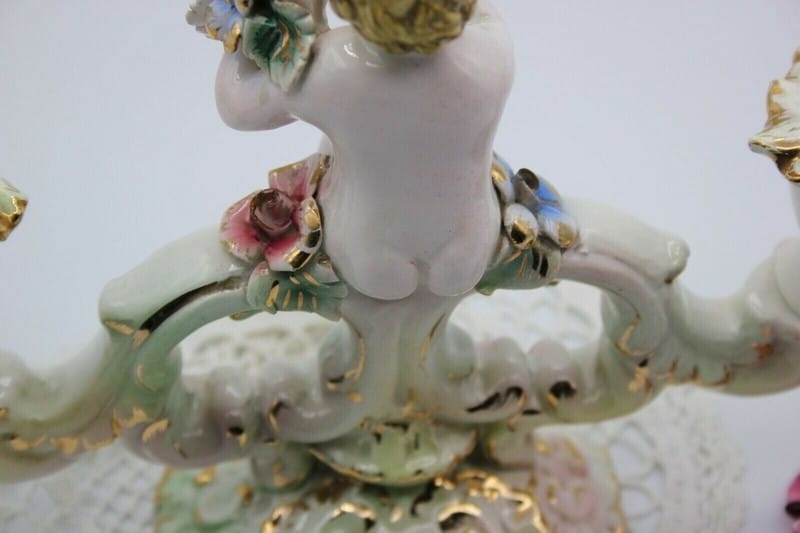 CANDELABRO ANTICO IN CERAMICA CANDELIERE A DUE FIAMME VINTAGE CHERUBINO PUTTI Categoria  Altro