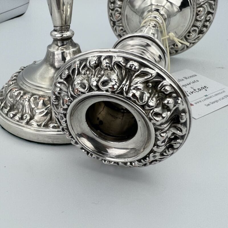 Candelieri Candelabro antico in argento silver plated portacandela epoca 800 Categoria  Sheffield & Argento