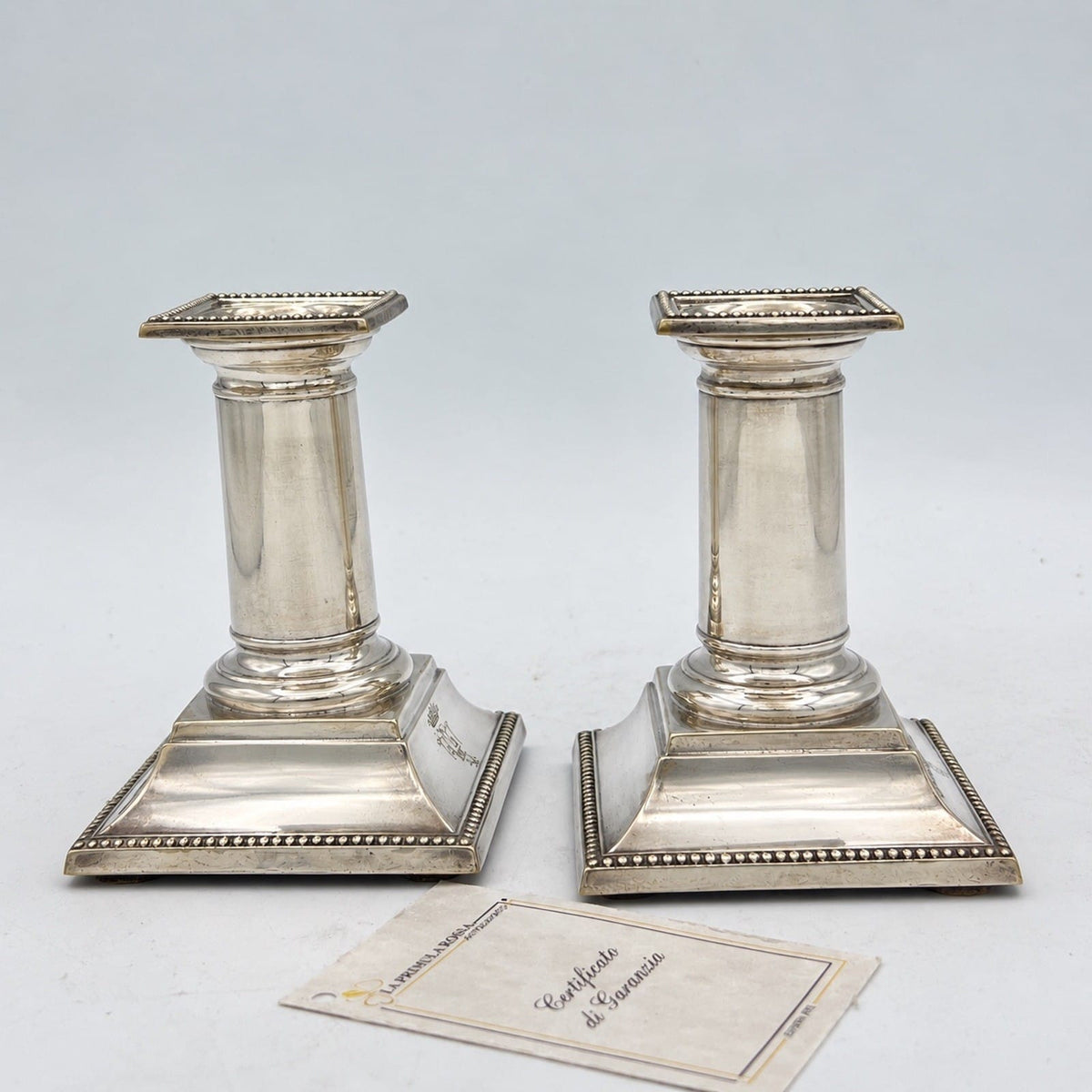 Candelieri Candelabro antico in argento silver plated portacandela stile impero Categoria  Sheffield & Argento