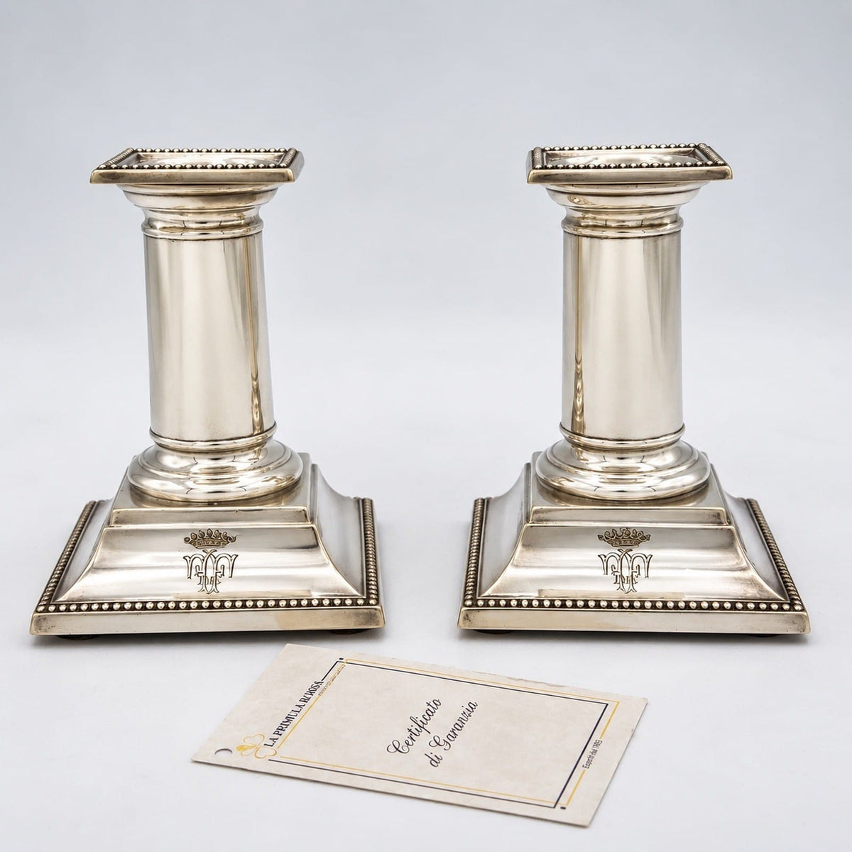 Candelieri Candelabro antico in argento silver plated portacandela stile impero Categoria  Sheffield & Argento