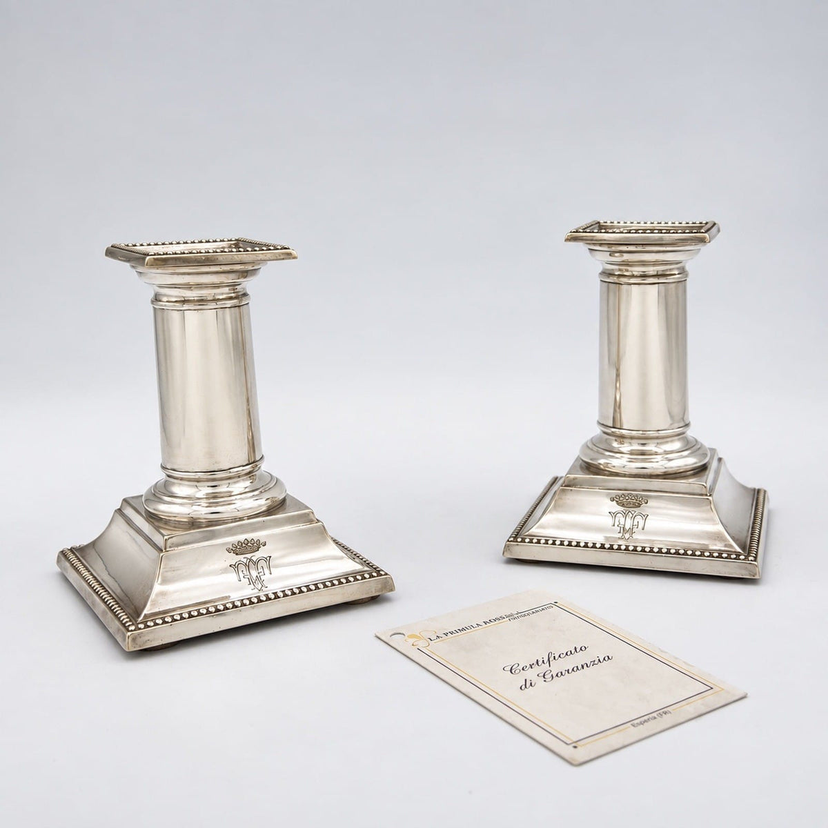 Candelieri Candelabro antico in argento silver plated portacandela stile impero Categoria  Sheffield & Argento