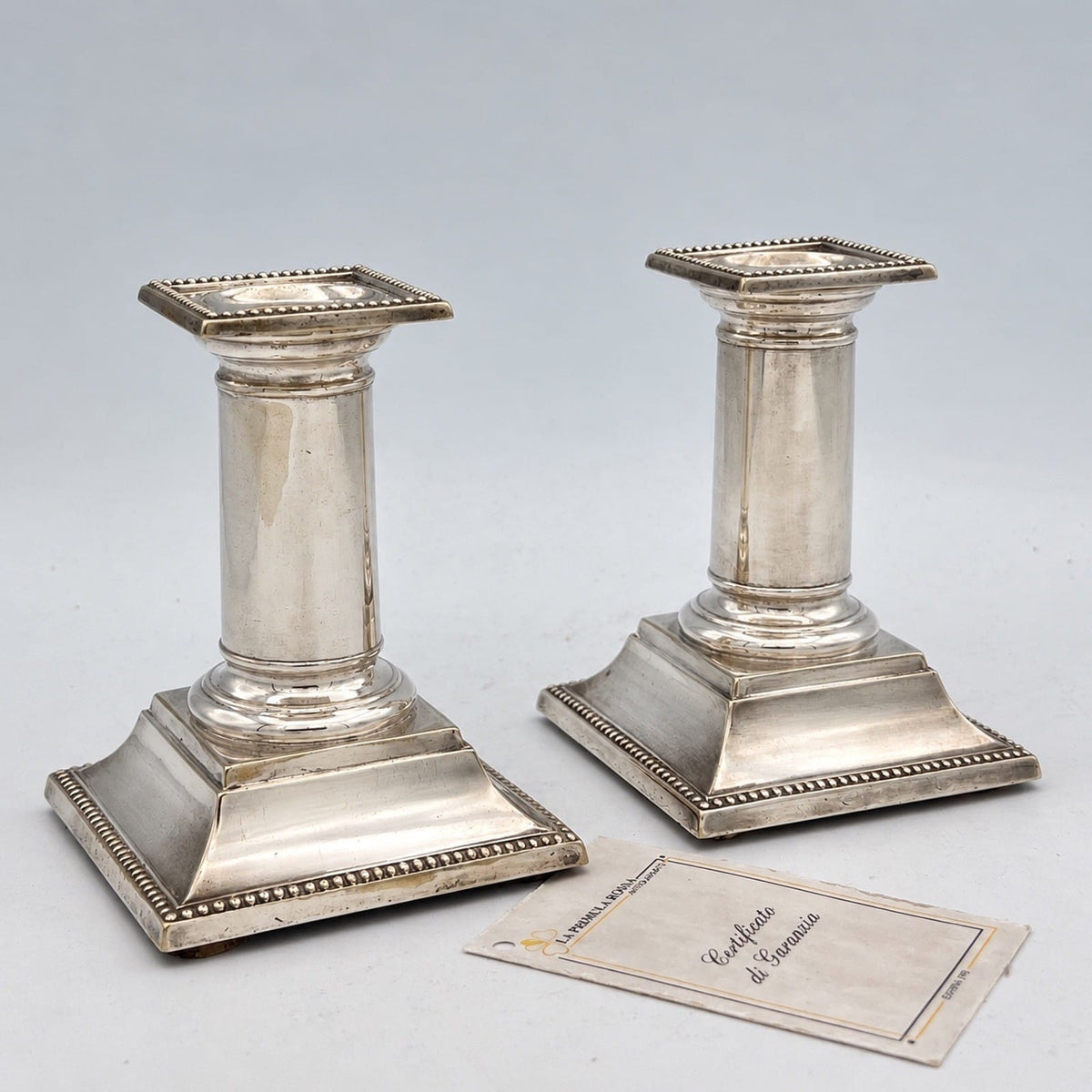 Candelieri Candelabro antico in argento silver plated portacandela stile impero Categoria  Sheffield & Argento