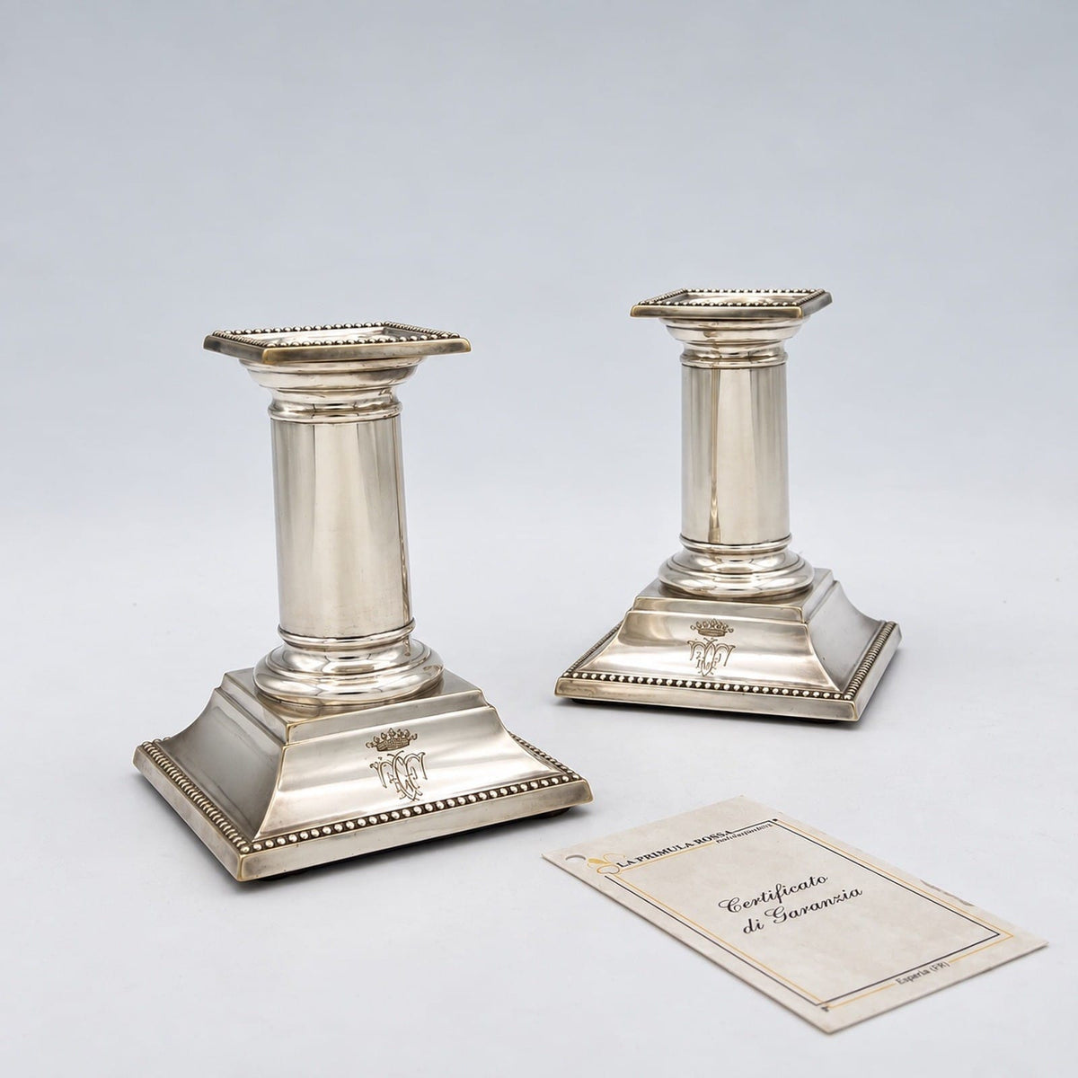 Candelieri Candelabro antico in argento silver plated portacandela stile impero Categoria  Sheffield & Argento