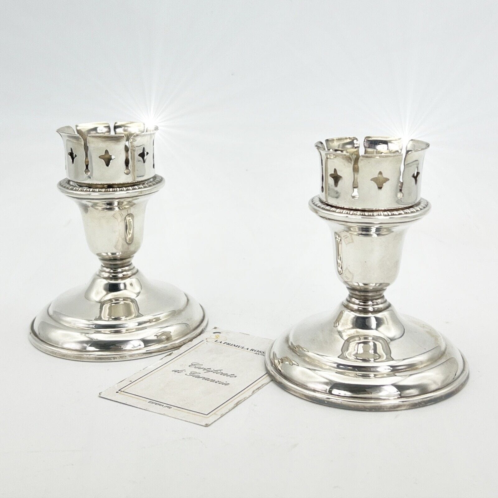 Candelieri Candelabro antico in argento silver plated portacandela Tealight 900 Categoria  Sheffield & Argento