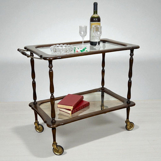 Carrello Bar Antico in Legno Portavivande con rotelle Vintage anni 50 Tavolino Categoria  Carrelli